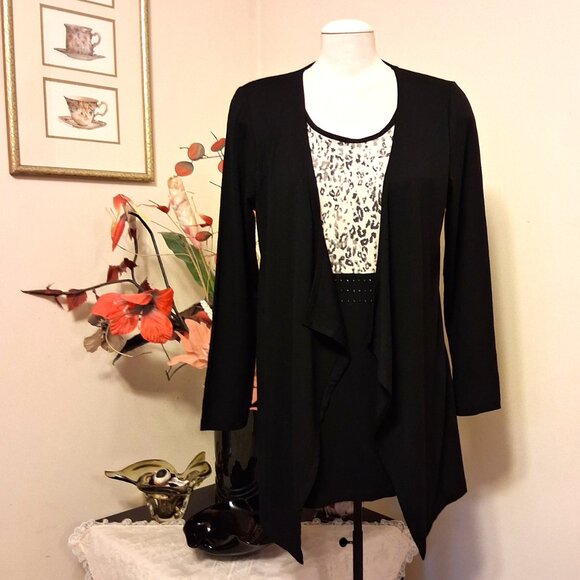 NWT gollehaug collection Women's Black Blouse Long Sleeve Top Size 12 - Picture 2 of 11